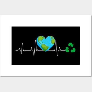 Earth Day Heartbeat Recycle Posters and Art